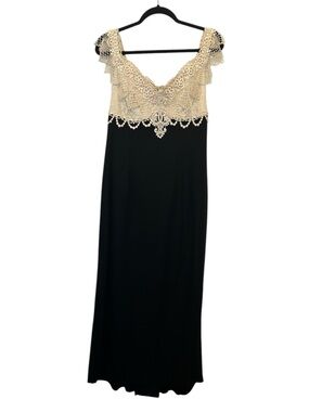 VTG Scott McClintock Victorian Gothic Lace Crochet Keyhole Back Prom Gown XS S